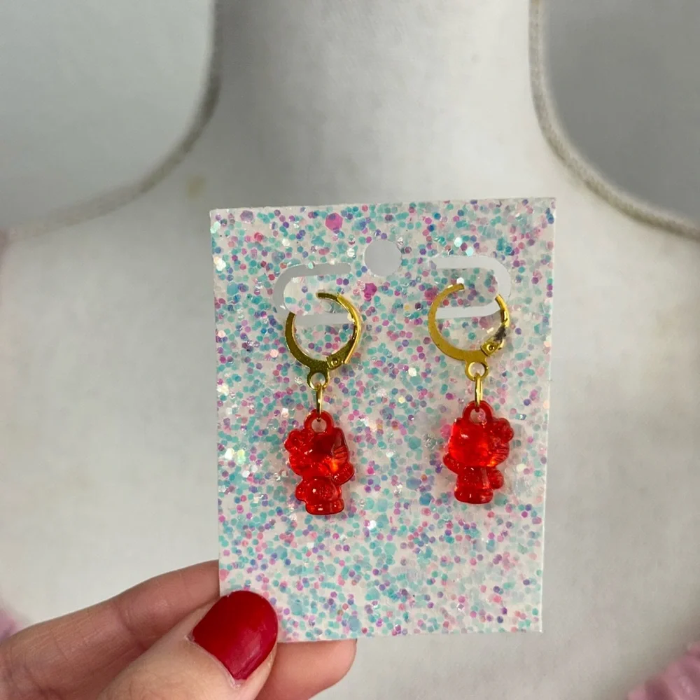 Red hello kitty Charm Earrings - Picture 3 of 5